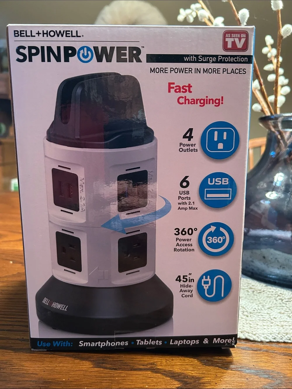 Bell+Howell SpinPower Vertical Charging Station - White/Black